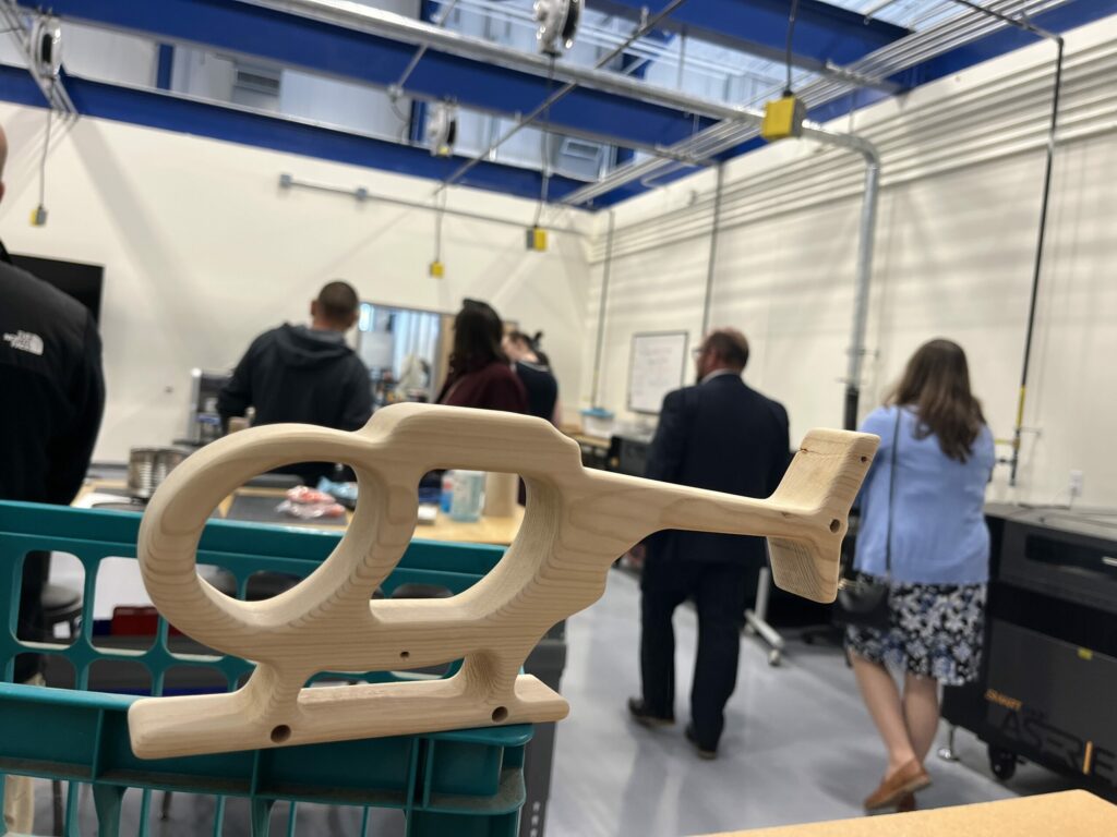 photo of a wooden helicopter